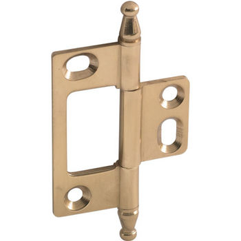 Hafele Elite Decorative Non-Mortised Butt Hinge with Minaret Finial in Polished Brass, Overall Height: 75mm (2-15/16'')