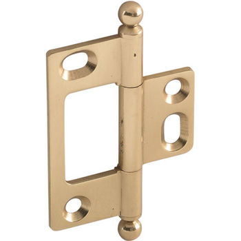 Hafele Elite Decorative Non-Mortised Butt Hinge with Ball Finial in Polished Brass, Overall Height: 65mm (2-9/16'')