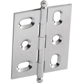 Hafele Elite Decorative Mortised Butt Hinge with Ball Finial in Polished Chrome, Overall Height: 62mm (2-7/16'')