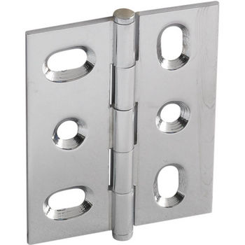 Hafele Elite Decorative Mortised Butt Hinge with Button Cap Finial in Polished Chrome, Overall Height: 53mm (2-1/8'')