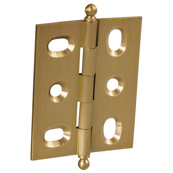 Hafele Elite Decorative Mortised Butt Cabinet Hinge with Ball Finial, Brushed Brass, 62mm (2-7/16'') H