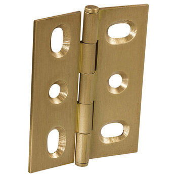 Hafele Elite Decorative Mortised Butt Cabinet Hinge with Button Cap Finial, Brushed Brass, 53mm (2-1/8'') H