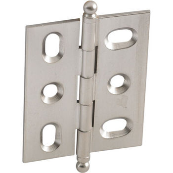 Hafele Elite Decorative Mortised Butt Hinge with Ball Finial in Brushed Nickel, Overall Height: 62mm (2-7/16'')