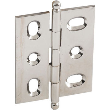 Hafele Elite Decorative Mortised Butt Hinge with Ball Finial in Polished Nickel, Overall Height: 62mm (2-7/16'')