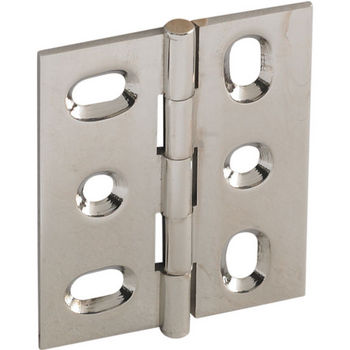 Hafele Elite Decorative Mortised Butt Hinge with Button Cap Finial in Polished Nickel, Overall Height: 53mm (2-1/8'')