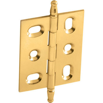 Hafele Elite Decorative Mortised Butt Hinge with Minaret Finial in Polished Brass, Overall Height: 70mm (2-3/4'')