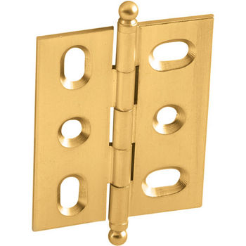 Hafele Elite Decorative Mortised Butt Hinge with Ball Finial in Polished Brass, Overall Height: 62mm (2-7/16'')