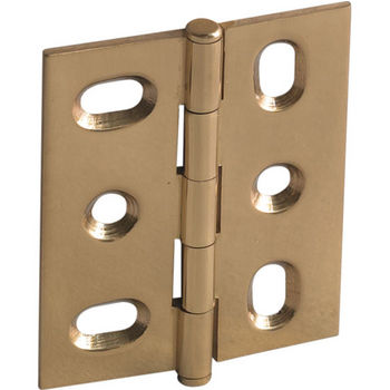 Hafele Elite Decorative Mortised Butt Hinge with Button Cap Finial in Polished Brass, Overall Height: 53mm (2-1/8'')