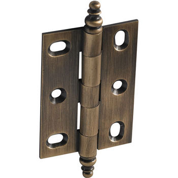 Hafele Elite Decorative Large Mortised Butt Hinge with Minaret Finial in Antique Brass, Overall Height: 90mm (3-1/2'')