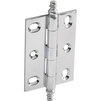Hafele Elite Decorative Large Mortised Butt Hinge with Minaret Finial in Polished Chrome, Overall Height: 90mm (3-1/2'')