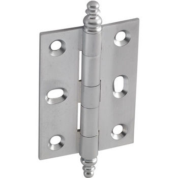Hafele Elite Decorative Large Mortised Butt Hinge with Minaret Finial in Satin Chrome, Overall Height: 90mm (3-1/2'')