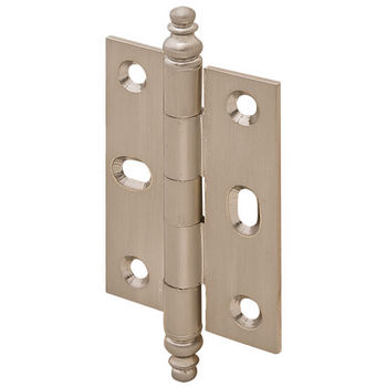 Hafele Elite Decorative Large Mortised Butt Hinge with Minaret Finial in Brushed Nickel, Overall Height: 90mm (3-1/2'')