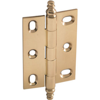 Hafele Elite Decorative Large Mortised Butt Hinge with Minaret Finial in Polished Brass, Overall Height: 90mm (3-1/2'')