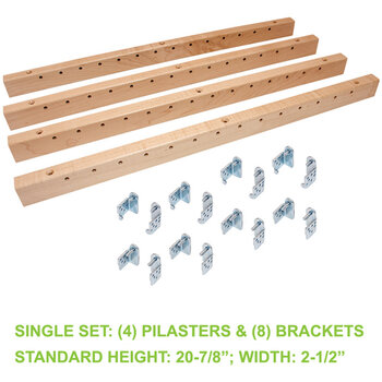 Hafele Century X-Series Maple Pilaster Bracket Kit, Single Set: (4) Pilaster and (8) Brackets with Screws, 2-1/2'' W x 3/4'' D x 20-7/8'' H, Standard Height