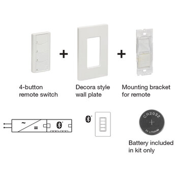 Hafele Wireless Wall Switch Connect Mesh 4-Button Remote and Wall Plate Kit, White, Included Items