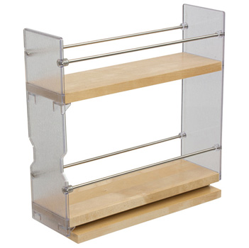 Hafele Individual Pull-Out Spice Rack, Birch and Stainless Steel, 3-1/4" W x 10-3/4" D x 10-3/4" H