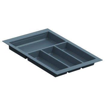Hafele Sky Cutlery Tray, for 21'' Deep Drawer, Slate Gray, Plastic, Trimmable Width: 14-3/16'' - 15-3/4''