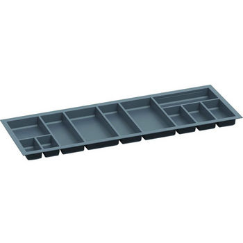 Hafele Sky Cutlery Tray, for 21'' Deep Drawer, Slate Gray, Plastic, Trimmable Width: 43-11/16'' - 45-1/4''