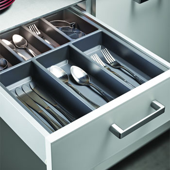 33.5 x 27 cm Kitchen Drawer Organiser Blue Assorted Colours 5 Compartments Blue Green Purple Pink OneKlik Cutlery Tray 