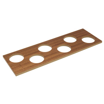 Hafele "Fineline" Container Holder with 6 Holes, Mahogany, 16-11/16"W x 5-7/16"D x 7/16"H