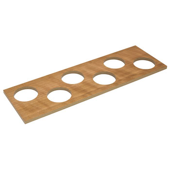 Hafele "Fineline" Container Holder with 6 Holes, Cherry, 16-11/16"W x 5-7/16"D x 7/16"H