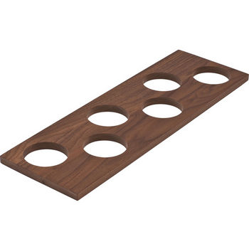 Hafele "Fineline" Container Holder with 6 Holes, Walnut, 16-11/16"W x 5-7/16"D x 7/16"H