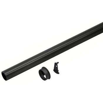 Hafele Tag Synergy Elite 17-3/4'' (451mm) Length Round Wardrobe Rail with Supports, Anodized Aluminum, Black Protective Insert on Top, Black