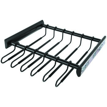 Hafele Tag Synergy 12 Hanger Pants Rack Pull- Out with Full Extensions Slides, Black, 18'' W x 14'' D x 2-5/16'' H