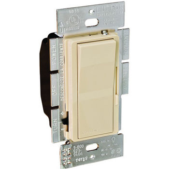 Hafele Lutron Stand Alone Diva Paddle Wall Dimmer Switch, Compact Florescent-LED (CL), Plastic, Ivory, 150 Watt