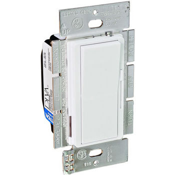 Hafele Lutron Stand Alone Diva Paddle Wall Dimmer Switch, Low Voltage (LV), Plastic, White, 600 Watt