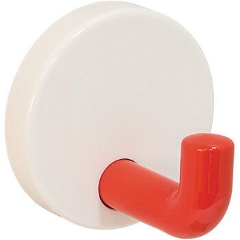 Hafele HEWI Collection Modern Wall Mounted Single Coat Hook in Coral/White, Polyamide, 1-15/16" Diameter x 1-3/4" D