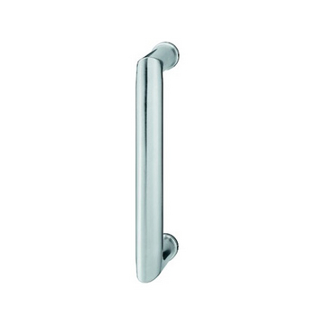 Hafele Pull Handle with Support Rosettes, Matt Stainless Steel, 9-7/16" (240mm) Length, 1-3/16" (30mm) Dia.