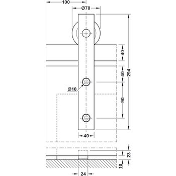 Hafele Flat Track Straight or Top-Mount Hanger Barn Door Hardware Retail Set, Detailed Specifications 1