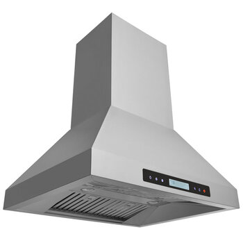 Hauslane Chef Series IS-500 36'' Convertible Ducted Stainless Steel Island Range Hood, Angle View