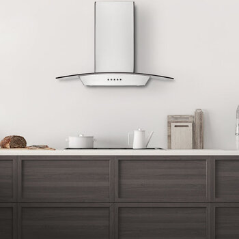 Hauslane Chef Series WM-630 30'' Convertible Stainless Steel Wall Mounted Range Hood, Installed View