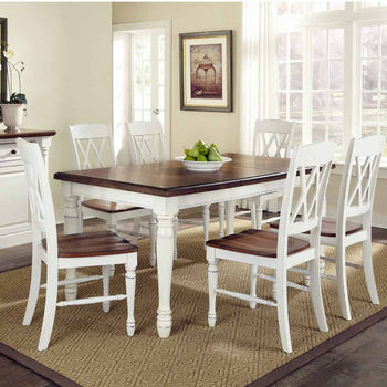 Home Styles Monarch Rectangular 7-Pc. Dining Set with Dining Table and Six Double X-back Chairs, Oak and White