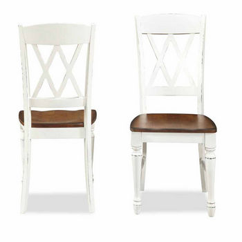 Home Styles Monarch Double X-back Dining Chairs, Oak and White, Set of 2