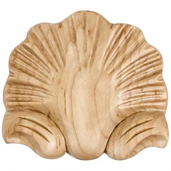 Shell Appliqué In Cherry or Hard Maple, 3-1/8" W x 1/2" D x 2-7/8" H (Shown in Cherry)