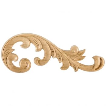 Right Acanthus Appliqué In Hard Maple, 10-5/8" W x 1/4" D x 4" H