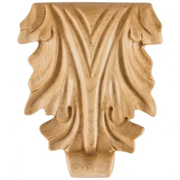 Acanthus Appliqué In Cherry or Hard Maple, 3-5/8" W x 3/4" D x 4-1/4" H