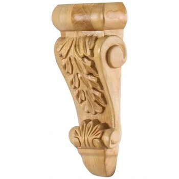 Low-profile Acanthus Corbel In Hard Maple, 2-3/4" W x 1-3/8" D x 6" H