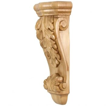 Low-profile Acanthus Corbel In Hard Maple, 5-1/2" W x 3-1/2" D x 14" H