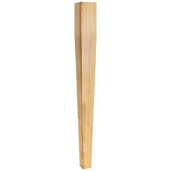 Square Tapered Post In Hard Maple or Rubberwood, 3-1/2" W x 3-1/2" D x 35-1/2" H