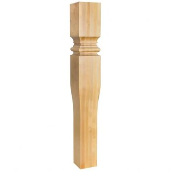 Tapered Art Nouveau Post In Hard Maple, 5" W x 5" D x 35-1/2" H