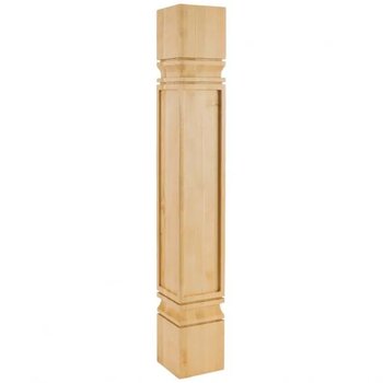 Square Mission Post In Hard Maple, Rubberwoood, White Birch, 5" W x 5" D x 35-1/2" H