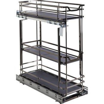 Hardware Resources Storage with Style™ 8" Wire Base Pullout in Black Nickel Frame, For 9" Minimum Cabinet Opening, 8-15/16" W x 21-5/16" D x 24-1/16" H