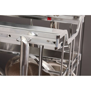 Hardware Resources Hanging Soft Close Pan Organizer with Lid Storage and Adjustable Hooks, Polished Chrome, 15-5/8"W x 22-5/8"D x 13-7/16"H