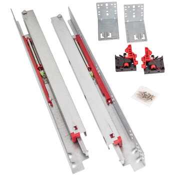 Hardware Resources USE58 Series Standard Duty Soft-Close 100 lbs Full Extension Undermount Slide Kit, Includes Clips, Rear Brackets and Screws, Product View