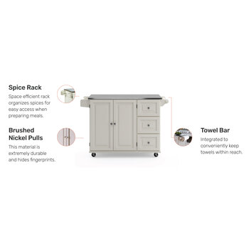 White Home Styles 4512-95 Liberty Kitchen Cart with Stainless Steel Top