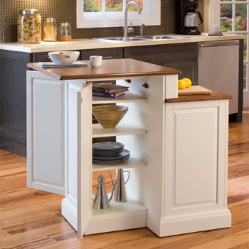 Home Styles Woodbridge Two Tier Kitchen Island Two Stools In White Oak Model 5010 948 Kitchensource Com